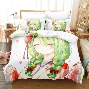 Аниме Церера Фауна Ч. hololive-EN Комплект постельного белья Пододеяльник Постельный комплект Одеяло Чехол Наволочка Одеяло размера king-size Для мальчиков Взрослых EU Twin 135x200cm