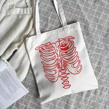 Аниме череп с принтом в готическом стиле Cavans, большие размеры, большая вместительность, эстетика, женская сумка на плечо в стиле аниме, повседневные темные сумки-шоппер в стиле хип-хоп 24*26cm