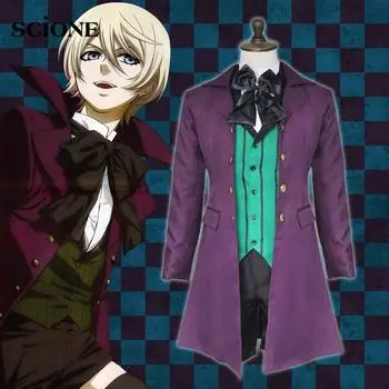 Аниме Черный дворецкий 2 Kuroshitsuji Alois Trancy, униформа, костюмы для косплея, полный комплект (внешний + жилет + рубашка + шорты + галстук-бабочка) S