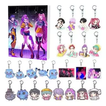 Anime Christmas Countdown Box 24-Day Advent Calendar with Acrylic Pendant Toys Halloween Countdown Box Gifts for Kids A