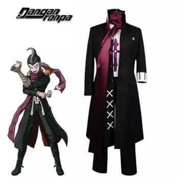 Аниме Danganronpa 2 Gundham Tanaka Костюмы для косплея Пальто Брюки Сарф Униформа 6 шт. Полный комплект для мужчин Хэллоуин S