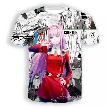 Аниме DARLING in the FRANXX 3D Print Causal Clothing New Fashion Men Women T-shirt Plus Size S-7XL harajuku graphic t shirts S красный