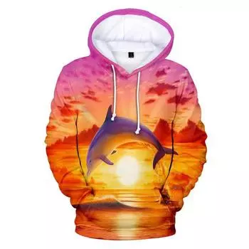 Аниме дельфин 3D печатный толстовка с капюшоном толстовки мужские и женские косплей костюм пуловеры толстовки мода Harajuku куртка пальто одежда S