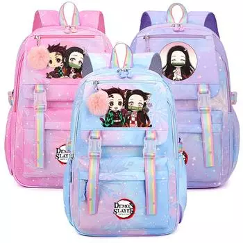 Anime Demon Slayer Backpack Student Book Bag for Girl Back To School Backpack Cartoon Laptop Bag Women Large Capacity Travel Bag Rucksack Mochila