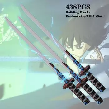 Аниме Demon Slayer Blade Katana Building Block Игрушечная модель Японское оружие Самурайский меч ниндзя Кирпичи Рождественские подарки для детей withbox чёрный