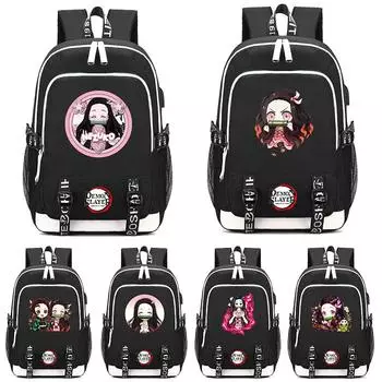Холщовый рюкзак в стиле аниме Demon Slayer, рюкзак с принтом для девочек и мальчиков, подарок для школы, книжная сумка для мужчин и женщин, дорожная сумка Mochila
