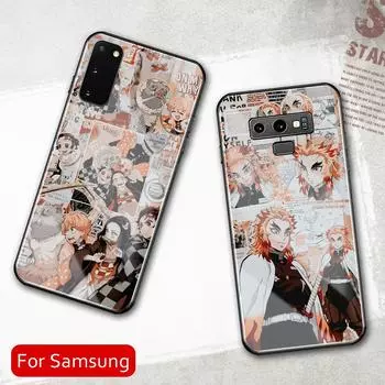 Anime demon slayer charater Tempered Glass case for Samsung Galaxy A50 A60 A70 A21 A31 A51 A71 A81 A91 4G 5G A50S A70S M40 M80S A50