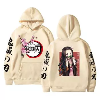 Anime Demon Slayer Kamado Nezuko Print Hooded Men Women Casual Loose Hoodies High Quality Sweatshirt Harajuku Unisex Streetwear XS чёрный