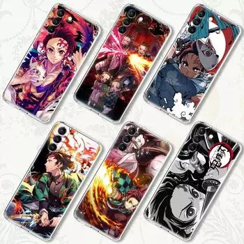 Anime Demon Slayer Kamado Tanjirou Nezuko Transparent Case for Samsung Galaxy S21 S20 FE S22 Ultra S10 E S9 Plus 5G Cover Coque Samsung S9