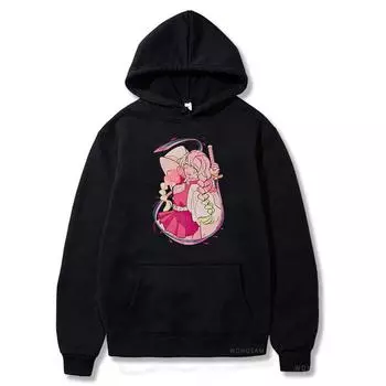 Аниме Demon Slayer Kanroji Mitsuri Kawaii Print Hooded Men Women Aesthetic Zip Hoodies Oversize Sweatshirt Harajuku Zip Jacket XS чёрный