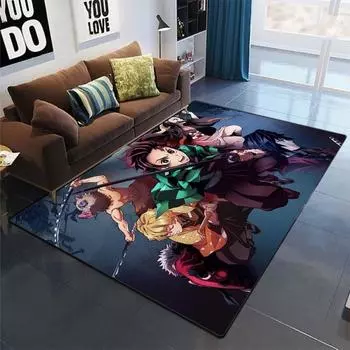 Аниме Demon Slayer Kimetsu No Yaiba Коврики с принтом Коврики Коврики Коврик для гостиной Нескользящий 60cm x 90cm