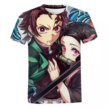 Аниме Demon Slayer Kochou Shinobu футболка с 3D принтом, летние топы унисекс с короткими рукавами и героями мультфильмов, футболка из полиэстера с круглым вырезом для мальчиков и девочек XXS