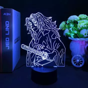 Аниме Demon Slayer Kokushibo акриловая фигурка светодиодный датчик света foДекор детской комнаты настольная лампа Рождественский подарок Kimetsu No Yaiba