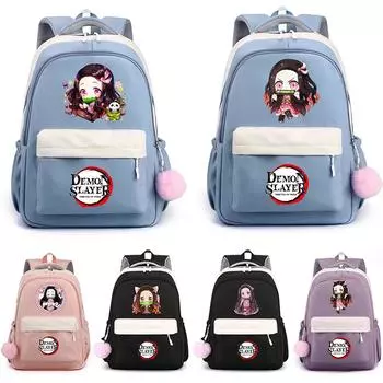 Аниме Demon Slayer нейлоновый милый мягкий рюкзак обратно в школьную сумку для девочек и мальчиков, повседневная сумка для книг, мужская и женская сумка для отдыха, дорожная сумка Mochila