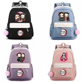 Аниме Demon Slayer, нейлоновый милый мягкий рюкзак, повседневная сумка для книг, школьная сумка для девочек, мальчиков, мужчин и женщин, дорожная сумка для отдыха Mochila