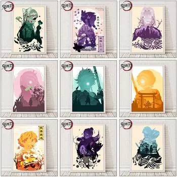 Аниме Demon Slayer плакат настенная живопись на холсте Tanjirou Inosuke Zenitsu печать картина домашняя спальня Декор в гостиную Cuadros 21cm30cm NoFrame