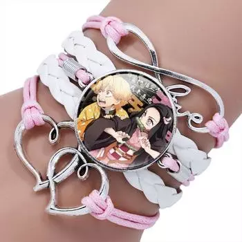 Аниме Demon Slayer плетеный браслет косплей реквизит Kamado Tanjirou Nezuko фигурка парные браслеты драгоценности подарки для детей мальчиков девочек