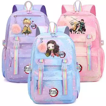 Аниме Demon Slayer рюкзак компьютерный рюкзак милый мягкий рюкзак с принтом для девочек легкий школьный рюкзак для женщин дорожная сумка для отдыха рюкзак Mochila