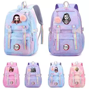 Аниме Demon Slayer Рюкзак Подросток Дети Студент Назад В Школьную Сумку Девочки Компьютерная Сумка Женская Книжная Сумка Женская Дорожная Сумка Для Отдыха Рюкзак Mochila