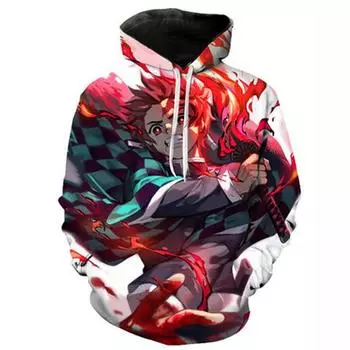 Аниме Demon Slayer Series 3D Printed Man s Spring New Style Hooded Long Sleeve Hoodie Fashion Casual Cotton Pullover Clothing L