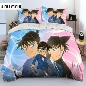 Anime Detective Conan Cartoon Bedding Set Duvet Cover Bed Set Quilt Cover Pillowcase Comforter king Queen Size Boys Adult 70x133cm 2pcs