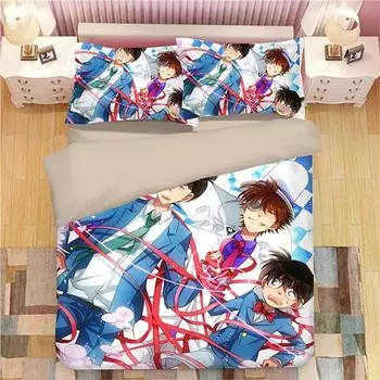 Anime Detective Conan Shinichi Bedding Set Boys Girls Twin Queen Size Duvet Cover Pillowcase Bed Kids Adult Home Textileextile 70x133cm 2pcs