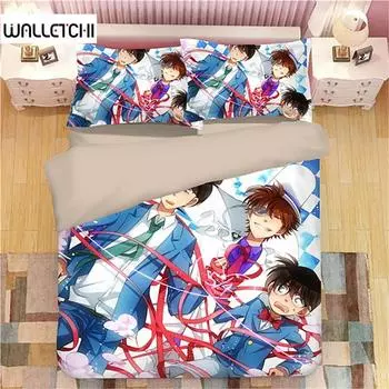 Anime Detective Conan Shinichi Bedding Set,Duvet Cover Comforter Bed Set Quilt Cover Pillowcase,King Queen Twin Size Boys Girls 135X200cm