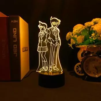 Аниме Детектив Конан 3D режим ночного освещения Джимми Кудо Рэйчел Мур Акриловая подставка 3d лампа Красочная светодиодная прикроватная лампа для декора детской спальни