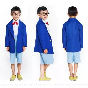 Аниме Детектив Конан Косплей Костюм Пальто рубашка галстук короткие комплекты Эдогава Конан Взрослый кавайный Дети школьная форма комплекты для мужчин женщин Хэллоуин s