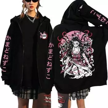 Аниме Devil Killer Hooded Sweatshirt, свободная куртка на молнии, стиль хип-хоп, Y2K, Kamado Nezuko XXXL