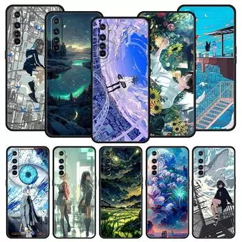Аниме Девушка Арт Пейзаж Для Realme GT Neo 2 3 3T Чехол для телефона Realme 10 9 8 5G 7 6 GT2 Pro Plus 9i 8i C21 C11 C25 C35 Чехол Realme 9 Pro