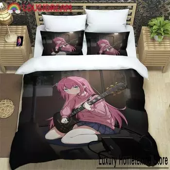 Аниме Девушка Одинокая Скала Художественный Принт Комплект постельного белья из трех предметов Статья Дети или взрослые для кроватей Одеяла Чехлы Наволочки Постельное белье 70x133cm 2pcs