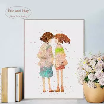 Аниме девушка вишни плакаты и принты настенное искусство декоративная картина холст живопись для гостиной домашний декор без рамы 21cm30cm NoFrame