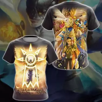 Аниме Digimon Adventure 3D Print Мужские/Женские Повседневные Модные Футболки с О-образным Вырезом и Короткими Рукавами Летние Большие Размеры Y2K Унисекс Одежда S