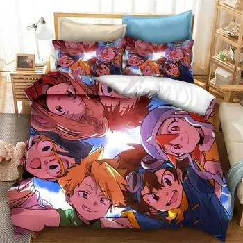 Anime Digimon Adventure Bedding Set Boys Girls Twin Queen Size Duvet Cover Pillowcase Bed Kids Adult Fashion Home Textileextile 70x133cm 2pcs