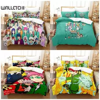 Anime Disastrous Life of Saiki K Bedding Set Duvet Cover Bed Set Quilt Cover Pillowcase Comforter king Queen Size Boys Adult 70x133cm 2pcs