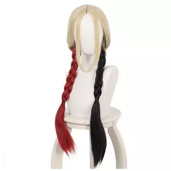 Аниме длинная коса красный черный твист Харли косплей фильм женский костюм для девочек на Хэллоуин парики One Size бежевый