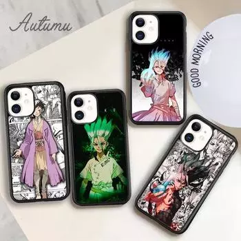 Аниме Доктор. Чехол для телефона Stone Senku Ishigami для iPhone 11 12 13 14 Pro Max mini X XR XS SE 2020 6S 7 8 Plus Samsung S21 S22 iPhone 6plus