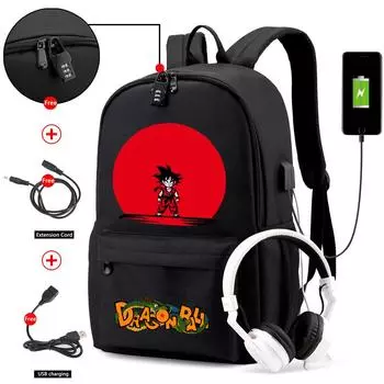 Аниме Dragon Ball мультфильм унисекс рюкзак обратно в школьную сумку для девочек и мальчиков студенческий рюкзак USB для мужчин и женщин дорожная сумка игрушка из фильма рюкзак на день рождения Mochila