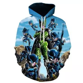 Аниме Dragon Ball Peripheral Pullover 3D Printed Hooded Sweatshirt Jacket 2024 Весна и осень Стиль для мужчин и женщин 100CM