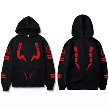 Аниме дзюдзюцу кайсэн рёмен сукуна принтованный капюшон для мужчин и женщин толстовки с капюшоном плюс размер пуловер харадзюку осень зима теплая толстовка S