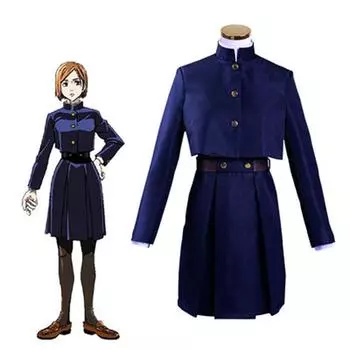 Аниме дзюдзюцу кайсен, костюм для косплея, Кугисаки Нобара, парик, поясная сумка, платье, вечерние костюмы на Хэллоуин, 4 шт., полный комплект для девочек и женщин S