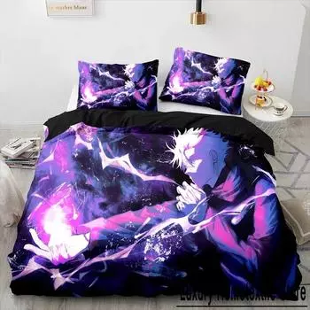 Аниме Дзюдзюцу Кайсен Сатору Годзё Комплект постельного белья для мальчиков и девочек Твин Королевский размер Пододеяльник Наволочка Кровать Дети Взрослый Домашний Текстиль Текстиль 70x133cm 2pcs