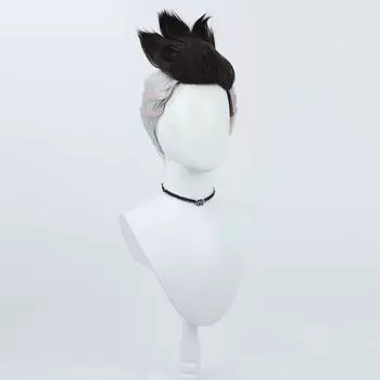 Anime Edgerunners Martinez David Cosplay Wig Black Gray Short Heat Resistant Hair Halloween Party Wigs + Wig Cap One Size