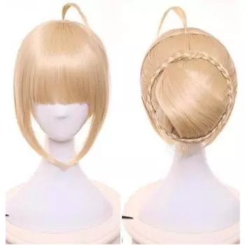 Аниме FGO Fate/stay Night Артурия Пендрагон Сэйбер с париком-булочкой в стиле блонд, косплей, парики с полными волосами One Size бежевый