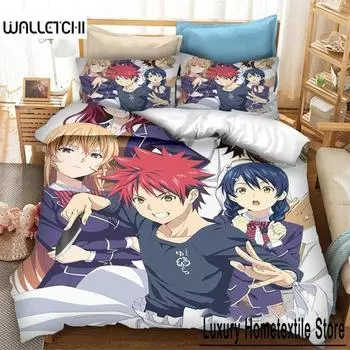 Anime Food Wars Shokugeki no Soma Bedding Set Boys Girls Twin Queen Size Duvet Cover Pillowcase Bed Kids Adult Customizable 70x133cm 2pcs