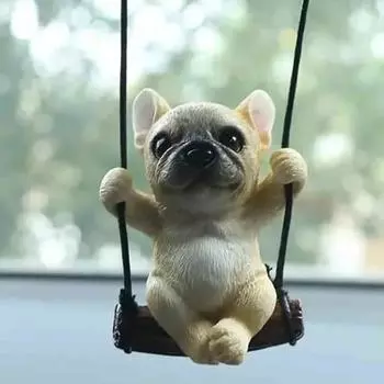 Аниме Французский бульдог Автомобильное украшение Подвеска Симпатичное Автомобильное зеркало заднего вида Подвесное украшение Для Автомобиля Внутренние Аксессуары CHINA