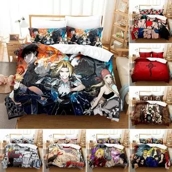 Anime Fullmetal Alchemist Bedding Set Duvet Cover Bedroom Comforter Single Twin King Size Quilt Cover Home Textile 2/3PCS 135X200cm-2pcs