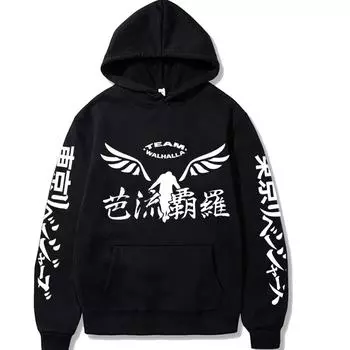 Anime Gambar Valhalla Logo Printed Pullover Unisex Fashion Cosplay Sportswear Streetwear Tokyo Revengers Anime Hoodie S