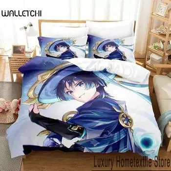 Anime Game Genshin Impact Scaramouche Bedding Set Boys Girls Twin Queen King Size Duvet Cover Pillowcase Bed boys Adult EU Single 135x200cm